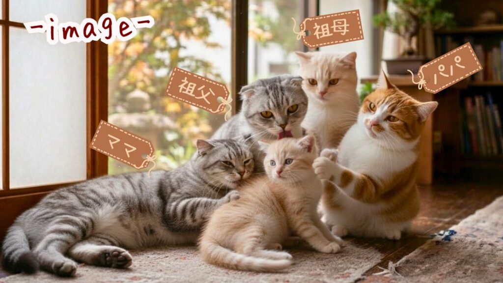 ミッキーの家族写真（血統書をたどり生成AIで作成）